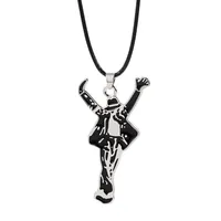 Collier en verre avec figurine dansante MJ Michael Jackson, pendentif lettre BAD, bracelet à breloques, bijoux punk rock, cadeau unisexe