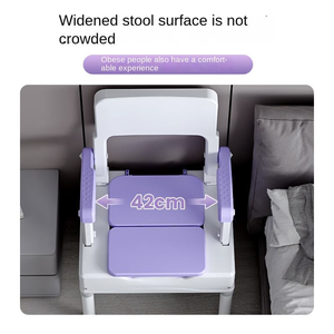 Silla de Inodoro Totalmente de Plástico con Reposabrazos Abatibles, Capacidad de 330 LBS, Altura Ajustable, Inodoro Portátil Resistente <span class=keywords><strong>a</strong></span> la Oxidación para la Seguridad de <span class=keywords><strong>Personas</strong></span> <span class=keywords><strong>Mayores</strong></span> - Product Image 3