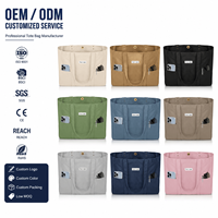 Große Canvas-Tragetasche für Damen Allzwecktasche mit Taschen und Laptopfach Individuelles Logo Wiederverwendbare Schultertasche