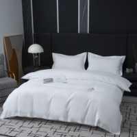 Ensemble de literie 4 pièces en microfibre 300 fils, blanc, pliable, lavable en machine, pour maison et hôtel, tailles Queen et King (housse de couette, drap-housse, taies d'oreiller)