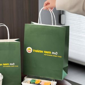 Wholesale Custom Eco-Friendly Biodegradable Recyclable High Quality Restaurant Burger Pizza Fast Food Takeaway Kraft Paper <b>Bags</b> - Product Image 5