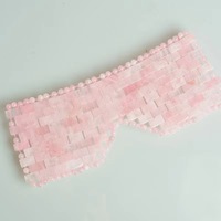 Masque pour les yeux en quartz rose naturel, outil facial rafraîchissant en jade rose pour le sommeil, pour salon de beauté, spa, usage domestique, vente en gros, logo personnalisé, usine ODM