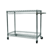 Chariot de stockage antistatique en acier inoxydable à 4 roues personnalisé pour la sécurité ESD, chariot à étagères en fil métallique ESD, chariot à bobines ESD