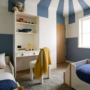 Armadio Moderno Blu e Bianco MUJU <span class=keywords><strong>per</strong></span> <span class=keywords><strong>Cameretta</strong></span> Bambini, Pannello Integrato a Cupola Radiale, Contenitore <span class=keywords><strong>per</strong></span> Giocattoli in Legno con Luce Ambientale, Tema Oceano - Product Image 2