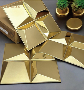Paneles de Pared Modulares <span class=keywords><strong>3D</strong></span> en Dorado Champán Brillante, Resistentes al Agua, <span class=keywords><strong>para</strong></span> Decoración de Salas de Estar, Hoteles y Fondos de TV - Product Image 2