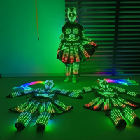 Costume de robot LED télécommandé pour fille, armure lumineuse rechargeable à laser coloré, combinaison pour femme, casque pour filles, cosplay, fête