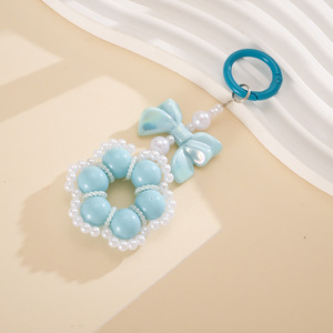 Acrylic Solid Color Mobile Phone Chain Keychain Pendant Cute <b>Little</b> Fresh Bow Beaded Accessories <b>Bag</b> Decoration - Product Image 4