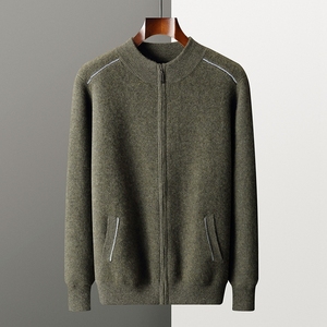 Maglione 100% in Cashmere personalizzato, <span class=keywords><strong>Cardigan</strong></span> con <span class=keywords><strong>cerniera</strong></span> a strato d'aria pesante da uomo, giacca lavorata a maglia Casual da lavoro - Product Image 2