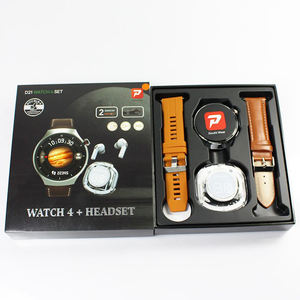 Set de Regalo 4 en 1 de <span class=keywords><strong>Smartwatch</strong></span> D21 con Auriculares Bluetooth Air39, Reloj Inteligente de Esfera Redonda, Montre Connecte 2 en 1 con Auriculares TWS - Product Image 1