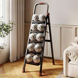 Escalera Metálica Plegable de Alta Resistencia de 3-6 Peldaños con Barandilla para Uso en Exteriores, Baños, Almacenes y Supermercados - Product Image 2