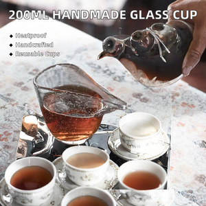 <span class=keywords><strong>Taza</strong></span> <span class=keywords><strong>de</strong></span> Té Kongfu <span class=keywords><strong>de</strong></span> Vidrio Hecha a Mano <span class=keywords><strong>de</strong></span> 200 ml, Resistente al Calor, Dispensador <span class=keywords><strong>de</strong></span> Sake, Reutilizable, Apto para Microondas - Product Image 2