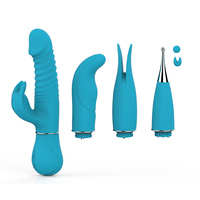 Sexspielzeug für Frauen mit 4 Austauschbaren Aufsätzen Silikon Rotations-Massage-Vibrator