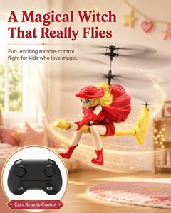Hélicoptère télécommandé Dwi Dowellin <span class=keywords><strong>Flying</strong></span> <span class=keywords><strong>Witch</strong></span> pour enfants de 6 à 12 ans, drone balai magique lumineux avec maintien d'altitude et décollage à une touche - Product Image 2