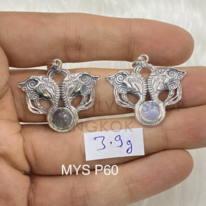 Colgante de plata de alta calidad con diseño de elefante de piedras preciosas naturales lisas Colgantes de encanto Premium - Product Image 1