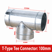 Connecteur de tuyau de ventilation anti-corrosion en fer galvanisé, type Y, type T, à trois voies, pour évacuation des fumées, facile à assembler