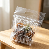 Sachet alimentaire transparent personnalisé à fermeture éclair pour boulangerie, avec poignée découpée