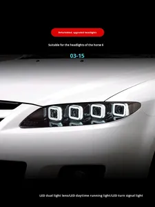 Per 03-15 Mazda 6 modificato lente Laser <span class=keywords><strong>Bugatti</strong></span> luce di marcia diurna indicatore di direzione nuovo gruppo faro 6000k colore 12V - Product Image 2
