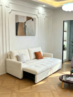 Canapé-lit en tissu moderne en forme de L avec rangement dissimulé, convertible trois places pour appartement, hôtel, villa, salon