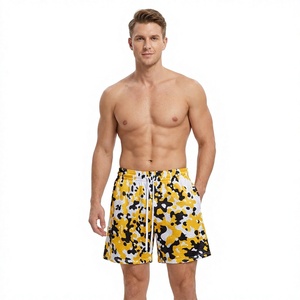 <b>Men's</b> Camouflage Print <b>Shorts</b> Mid Waist Quick Dry Drawstring Casual Swimwear Yellow Black <b>White</b> <b>Shorts</b> For <b>Man</b> - Product Image 1