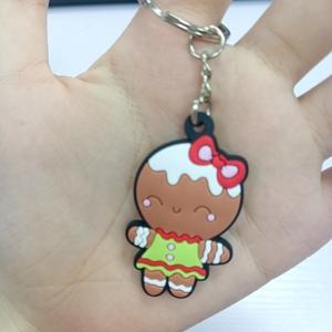 Porte-clés en caoutchouc 2D en forme de bonhomme en pain d'épices, cadeaux de Noël personnalisés en gros, directement de l'usine, écologiques - Product Image 2