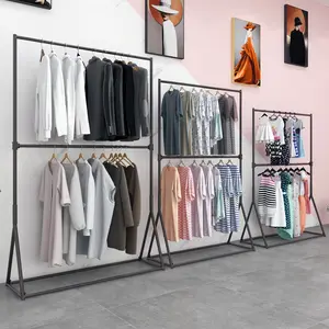 现代重型金属服装店展示架和衣物晾衣架，金色，120x160厘米，适合商店使用 - Product Image 6