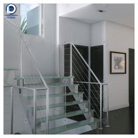 Poutre d'escalier simple en acier Prima Straight pour escalier flottant avec garde-corps à câbles – Coût des escaliers flottants