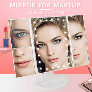 PRITECH Single Side xách tay <span class=keywords><strong>LED</strong></span> trang điểm gương vuông gấp Máy tính để bàn mỹ phẩm thắp sáng gương - Product Image 5