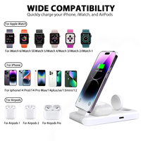 Support de charge magnétique pliable pour bureau compatible avec iPhone/iWatch/AirPods, support de charge rapide 3-en-1