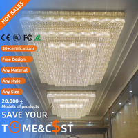 Lustre suspendu LED carré moderne personnalisé en cristal IP65 AC avec télécommande pour la maison, le bureau, l'hôtel, le hall, le plafond