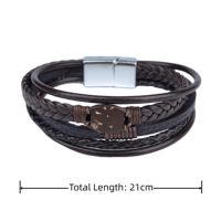 Bracelet NFC en coquille de noix de coco avec chaîne en cuir et boucle magnétique, cadeau NFC, cadeaux RFID, étiquette de contrôle d'accès, bracelet intelligent sans application, OEM/ODM