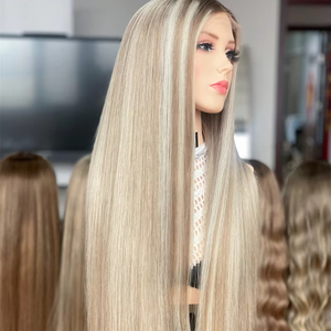 2025 SHY HAIR transparente para encaje frontal pelucas de cabello humano virgen sin procesar sedoso recto Rubio resaltar longitud larga - Product Image 1