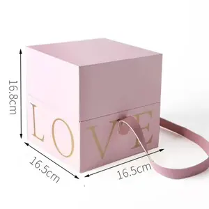 Wholesale Hard Paper Birthday Gift Boxes Love Snacks Chocolate Candy Packaging Box with Lid and Handle