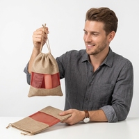 Sacs en jute/lin réutilisables avec impression de logo sur mesure, fenêtre transparente pour chaussures, cosmétiques, rangement, emballage cadeau
