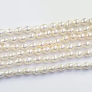 DIY Perhiasan Membuat Inti Drop Dibudidayakan Mutiara Harga Grosir 3A Kelas 7-8Mm Air Tawar Mutiara Air Tawar Strand