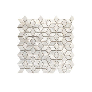 Modern Natural White Glass Mosaic Tile 10mm <b>Water</b> Resistant 300x300mm Bathroom Kitchen Hall Backsplash Interior Wall Graphic - Product Image 1