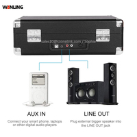 Tocadiscos Retro OEM/ODM con Bluetooth, Maletín, 3 Velocidades, Fonógrafo, USB, SD, con Altavoces Estéreo