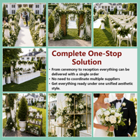 Ensemble complet de mariage en plein air blanc et vert |   Solution complète de conception à livraison : Arche de fleurs d'eucalyptus et de roses pour centre de table et toile de fond, OEM, Vente en gros