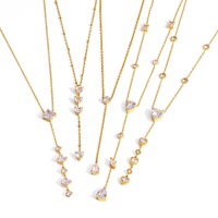 Kalung Wanita Baja Anti Karat Lapis Emas 18k, Kalung Panjang Zirkon Mewah Ringan untuk Pesta Wanita