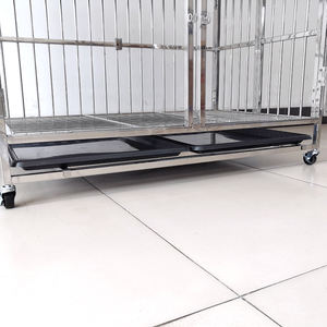 Kandang Anjing PetFit Besar Bertingkat Dua dari Baja Anti Karat dengan <span class=keywords><strong>2</strong></span>-4 Kompartemen Baki Plastik untuk Salon Perawatan Hewan & Layanan Penginapan - Product Image 5