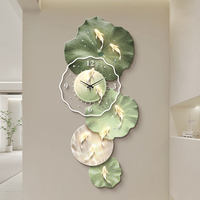 Dernier modèle Art déco Poisson avec horloge Lumière LED Peinture Acrylique UV Imprimé Lumineux Art Mural pour le Salon