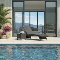 Chaise longue pliante en rotin PE Meiqi pour extérieur, lit de repos en osier pour patio, jardin, bord de piscine, plage, chaise inclinable pour villa et usage extérieur