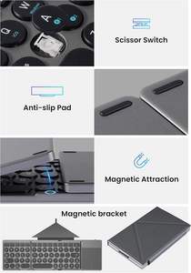 Clavier Bluetooth multi-appareils pliable, clavier sans fil portable avec étui en cuir PU et support pour tablette et téléphone - Product Image 5
