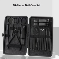 Coffret de 18 pièces de luxe haut de gamme en acier au carbone pour manucure et pédicure, coupe-ongles or rose, emballage boîte, pour usage universel (y compris pour bébés)