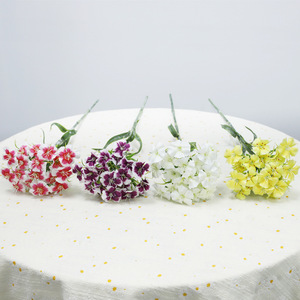 Fleurs artificielles de Dianthus à feuilles souples, fleurs en soie au toucher naturel, décoration de mariage, jaune, rose, rouge, blanc, violet foncé, violet clair - Product Image 1