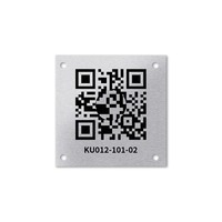 Plaque signalétique adhésive en métal aluminium avec logo en relief Code QR étiquettes gravées au laser personnalisées étanche 500 pièces quantité minimale de commande