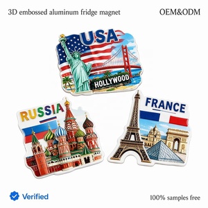 Aimant de réfrigérateur 3D en aluminium gaufré durable, souvenirs de voyage USA France Russie, <span class=keywords><strong>Paris</strong></span> Moscou, 2x3 pouces, cadeau pour cuisine et <span class=keywords><strong>bar</strong></span> - Product Image 1