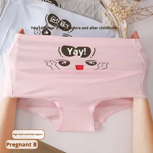 <span class=keywords><strong>Culotte</strong></span> <span class=keywords><strong>de</strong></span> maternité <span class=keywords><strong>taille</strong></span> haute ajustable <span class=keywords><strong>grande</strong></span> <span class=keywords><strong>taille</strong></span> pour femme, motif dessin animé mignon, confortable et antibactérienne - Product Image 2