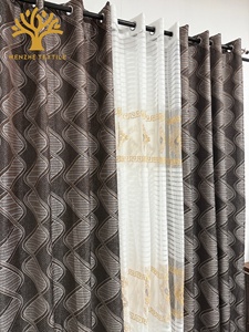 Lot de 3 rideaux jacquard à œillets, prêts à poser, occultants, modernes, économiques, pour petites pièces tropicales - Product Image 3