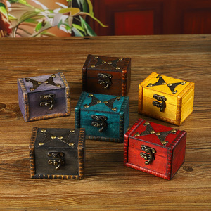 Cajas de joyería de madera retro multicolor con cierre metálico, almacenamiento de escritorio para decoración del hogar y accesorios de fotografía - Product Image 1