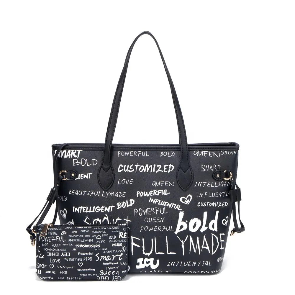 Famose borse in pelle multicolore di marca borsa a tracolla Graffiti Set Logo grafico personalizzato Graffiti borse Tote nere